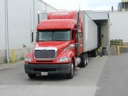 Roehl Transport truck at the dock