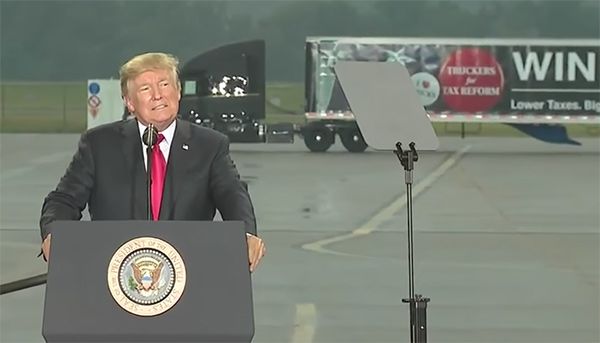 President Trump honoring America's truckers at a speech on Oct 11, 2017